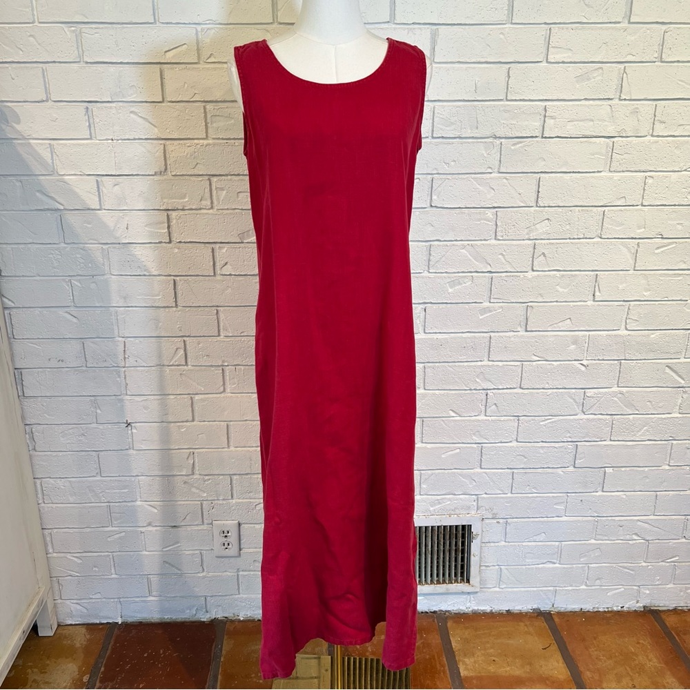 Vintage 90s y2k Donna Red 100% Linen Shirt and Dress Set Womens S - Picture 6 of 13